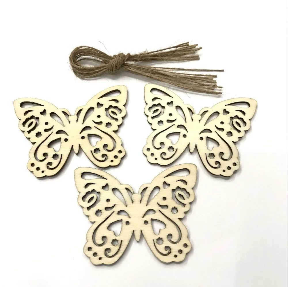 

10Pcs New Laser Cut Wood Butterfly Hollow Out Wooden Butterfly Embellishments Wood Craft Wedding Hanging Decor