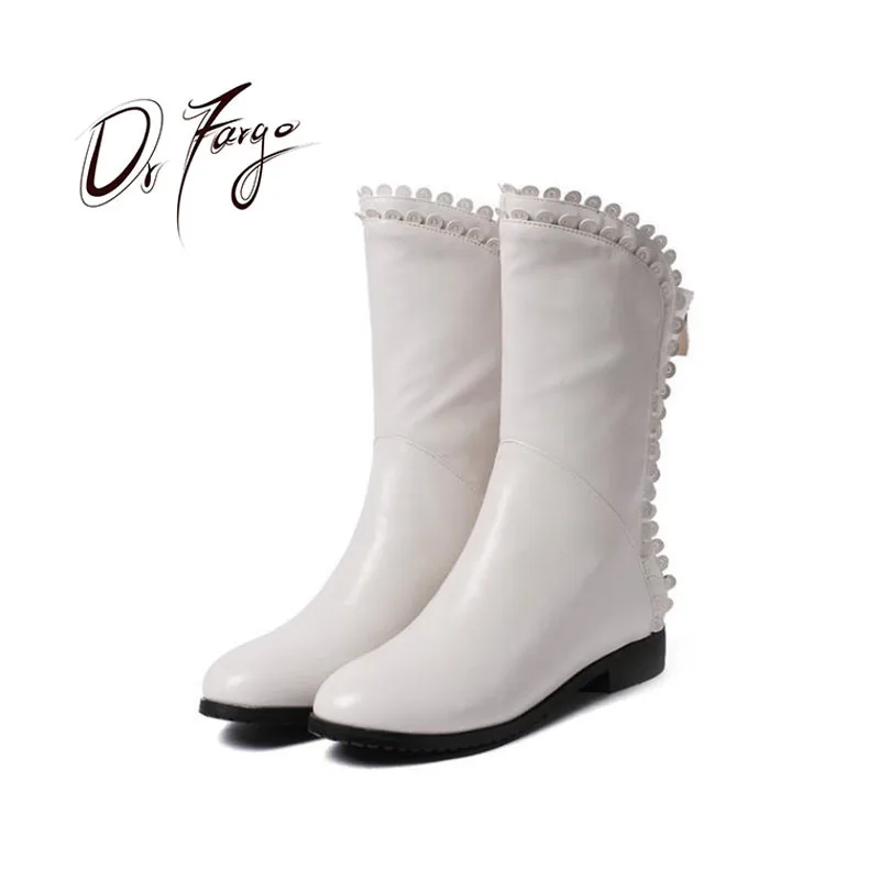 white boots flat heel