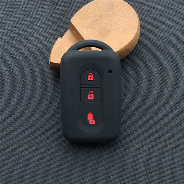 ZAD силиконовый чехол для ключей от машины защитная крышка брелок сумка карманный набор кожи для Nissan Juke Duke Micra Xtrail Qashqai 3 кнопки - Название цвета: black with red