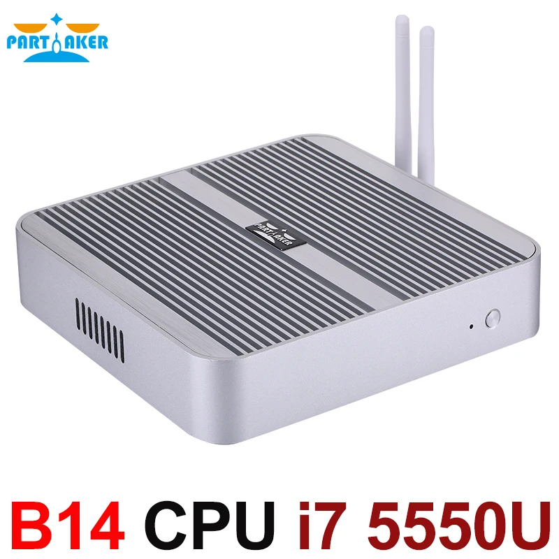 Причастником Intel I7 5550U Мини ПК безвентиляторный VGA HDMI lan порты компьютер