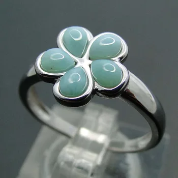 

Natural Larimar Rings Antique Designs Flower Larimar Jewelry Women Rings 925 Sterling Silver Jewelry Larimar Wedding Rings