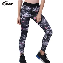 BINAND женские уличные эластичные штаны для йоги с принтом, дышащие колготки, леггинсы для бега, фитнеса, тренировок, спортивные брюки