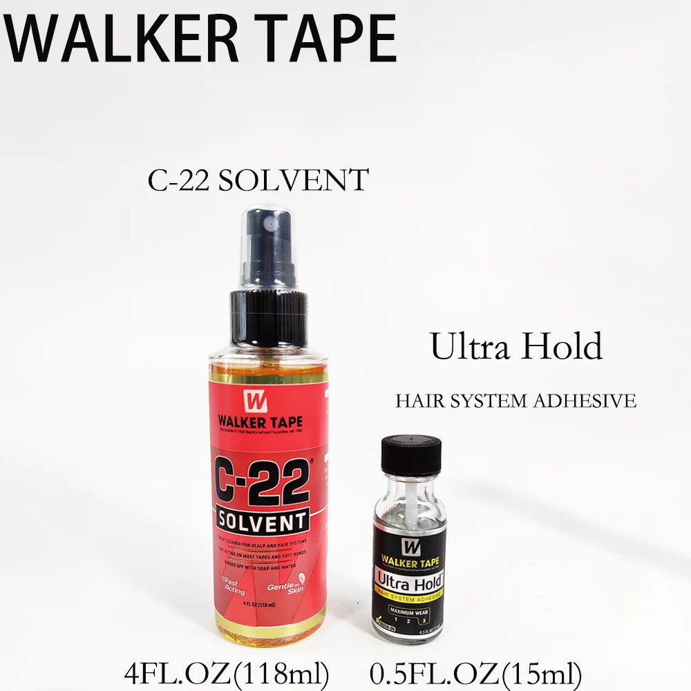 

1bottle Walker Tape C-22 Solvent Remover 4 Oz + 1bottel Ultra Hold Small Adhesive Glue for toupee hair 0.5 Oz / 15ml