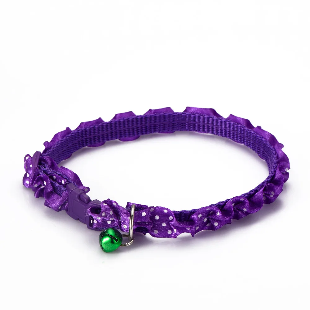 Bell-color-random-19-31cm-adjustable-Lace-pet-collar-10mm-width-with-bell-for-cat-and