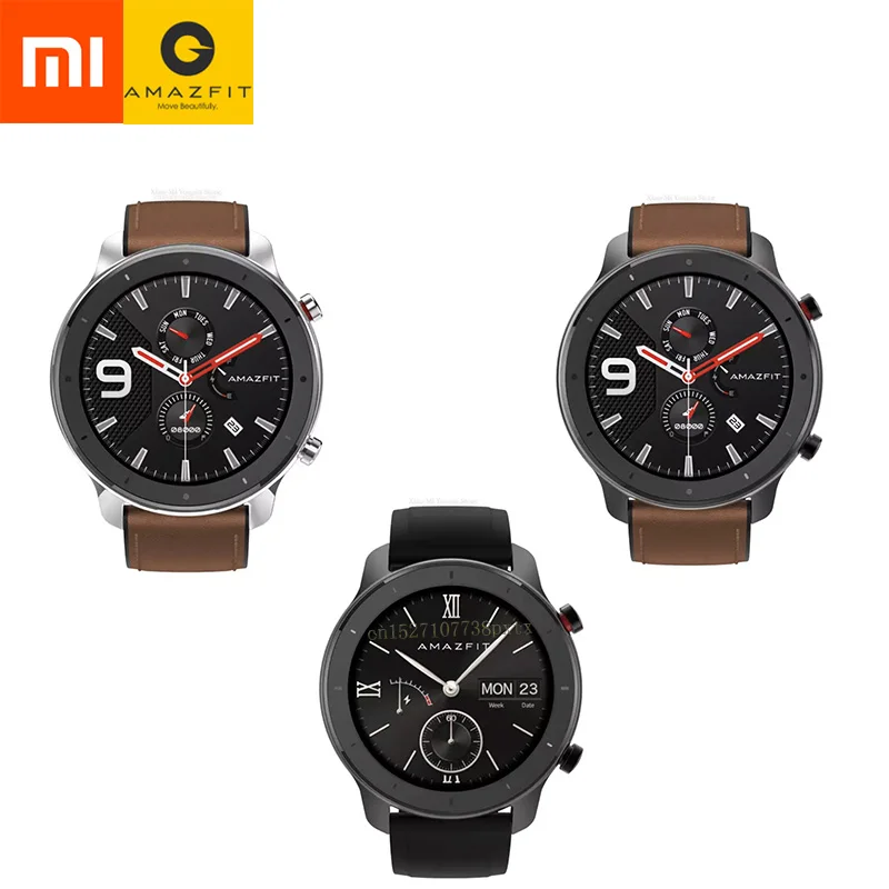 Оригинальные Смарт-часы Xiaomi Mijia Huami Amazfit GTR, спортивные, gps, водонепроницаемые, gps, для плавания, AMOLED экран, умные часы