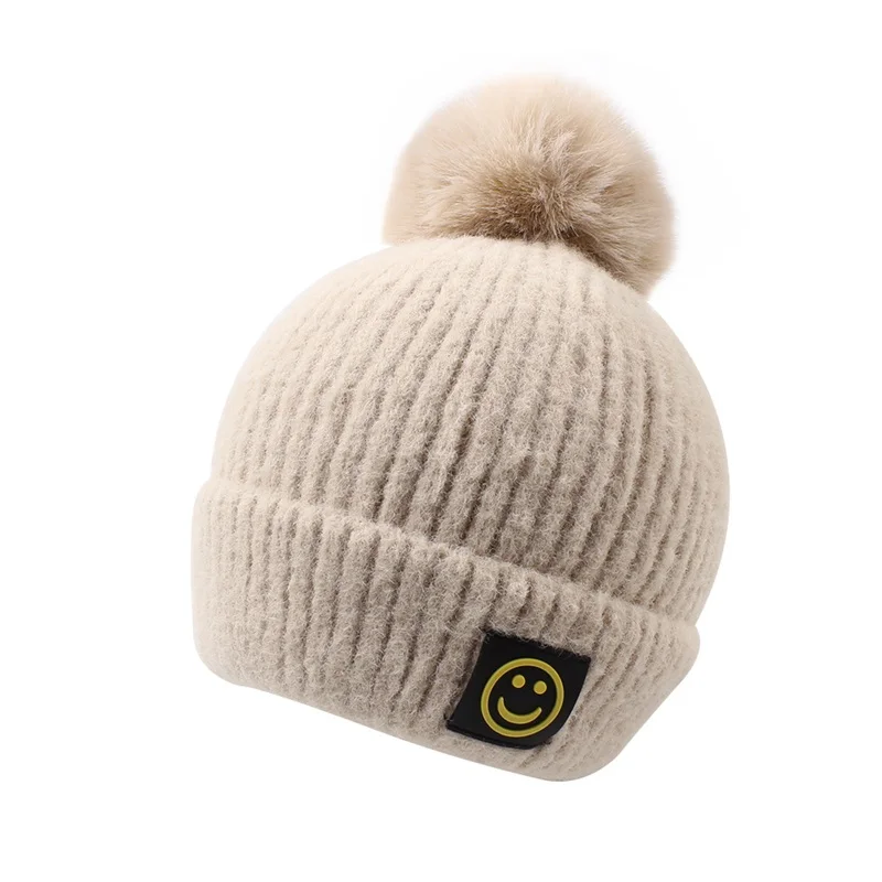 

Cute Pompom Baby Beanie Hat Knitted Warm Winter Hat For Boys Girls Smile Casual Infant Hat Toddler Beanie Baby Boys Clothing
