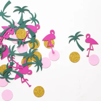 

Flamingo Confetti,tropical party supplies,palm trees party, luna party table decor, pink and gold decor