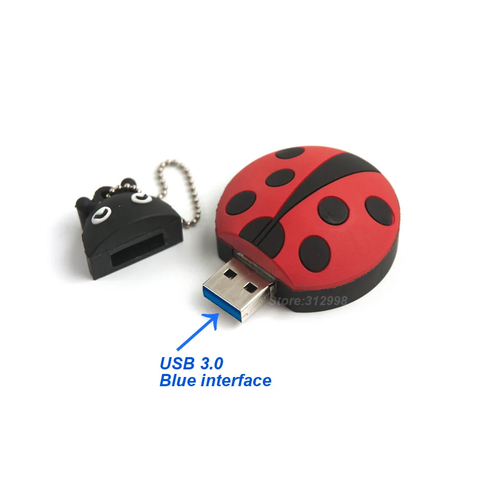 Супер Скорость USB Flash Drive 64 ГБ usb3.0 8 Симпатичные божья коровка Pen 32 Жуков Pendrive Мемори