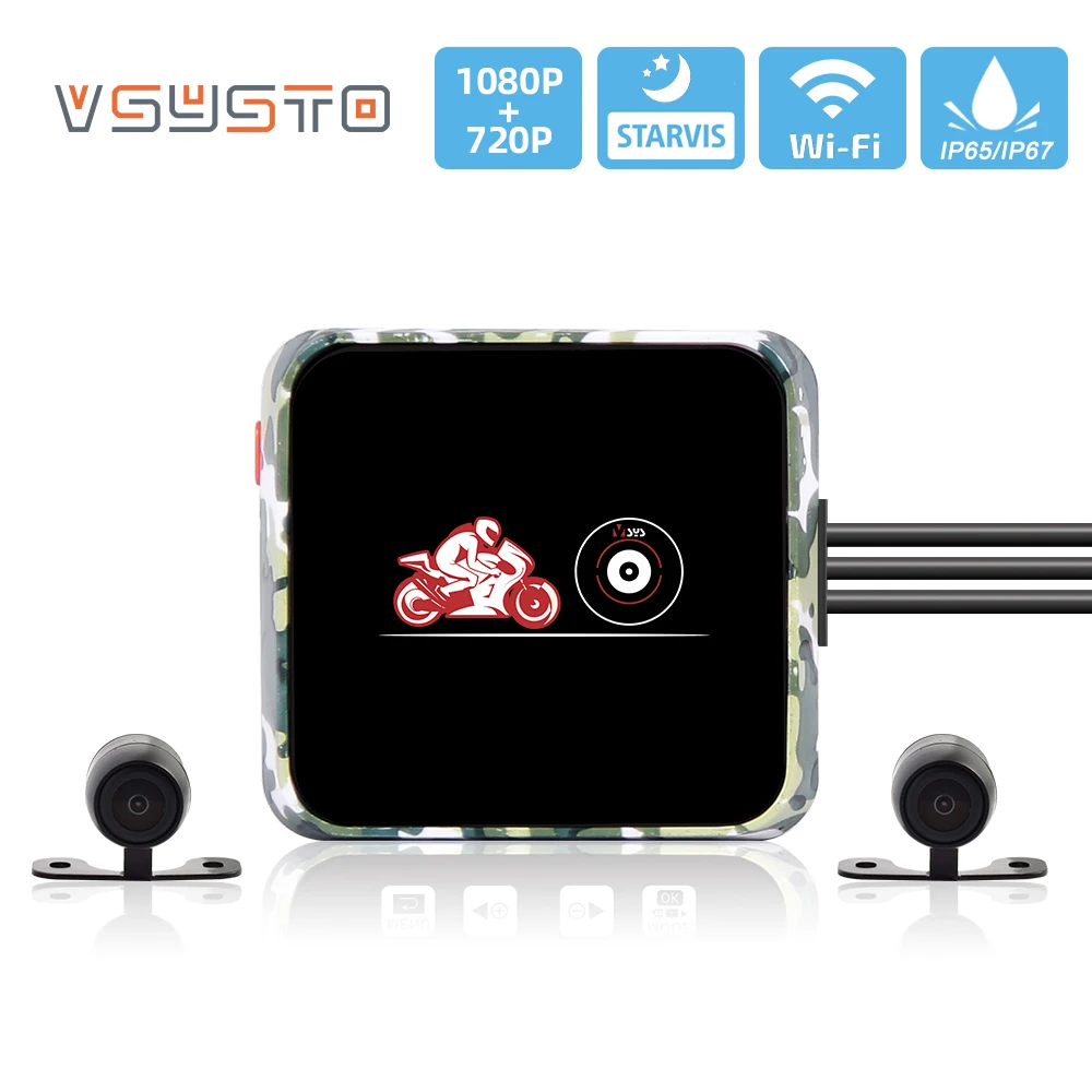 

VSYSTO wifi motorcylce DVR dual lens front 1080p FULL hd with rear view waterproof lens dash camera for motorbike driver
