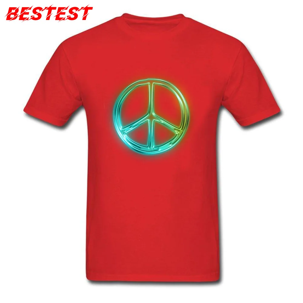 Geek O-Neck T Shirts Lovers Day T Shirt Short Sleeve New Arrival All Cotton Funny Tops & Tees Casual Men Top Quality 0818yglowing green neon icon symbols peace sign  red