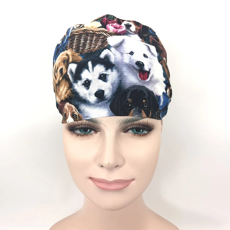 Больничные медицинские хирургические кепки для женщин scrub cap Dentistry beauty work hat Pet doctor Printing gourd hats