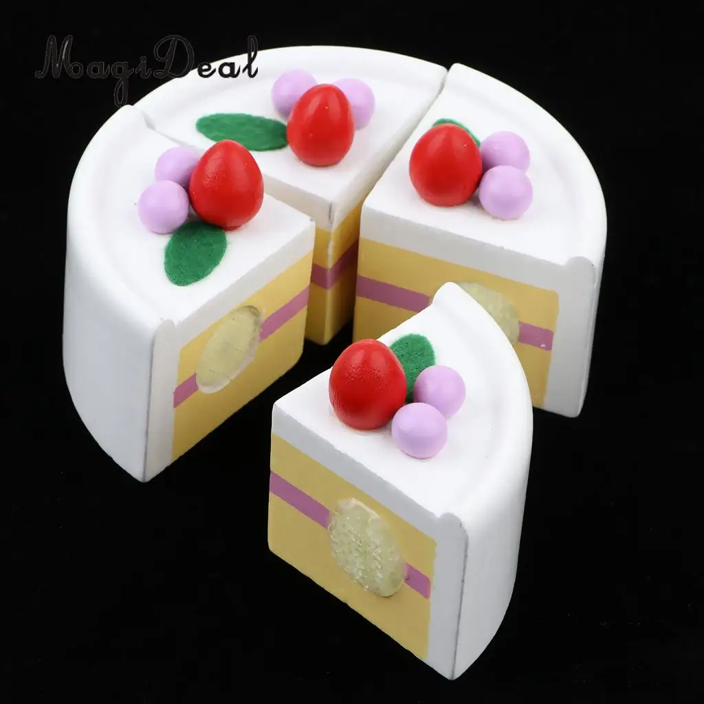 Simulation Wooden Bithday/ Strawberry Cake Kids Food Pretend Cutting Toy Girls Birthday Gift