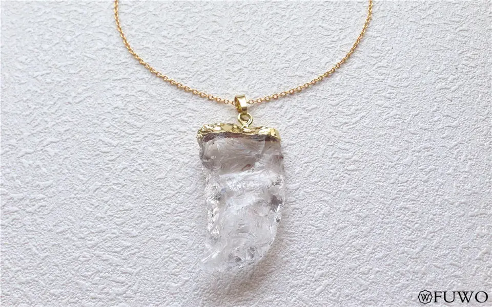 Rock Crystal Quartz Horn Charm Necklace 7