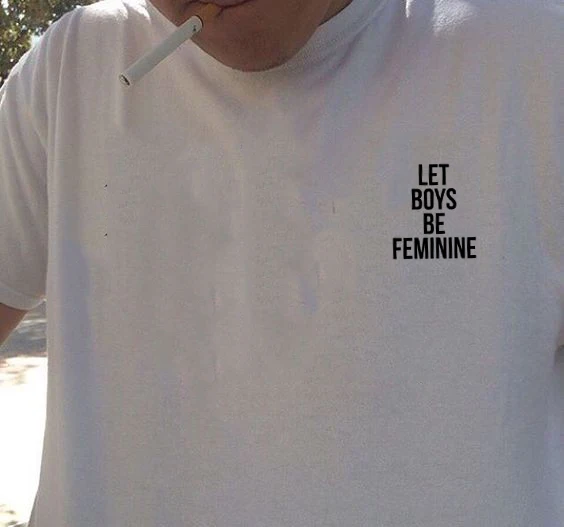 Let Boys Be Feminine Футболка мужская забавная футболка с цитатами Tumblr гранж белая Ummer
