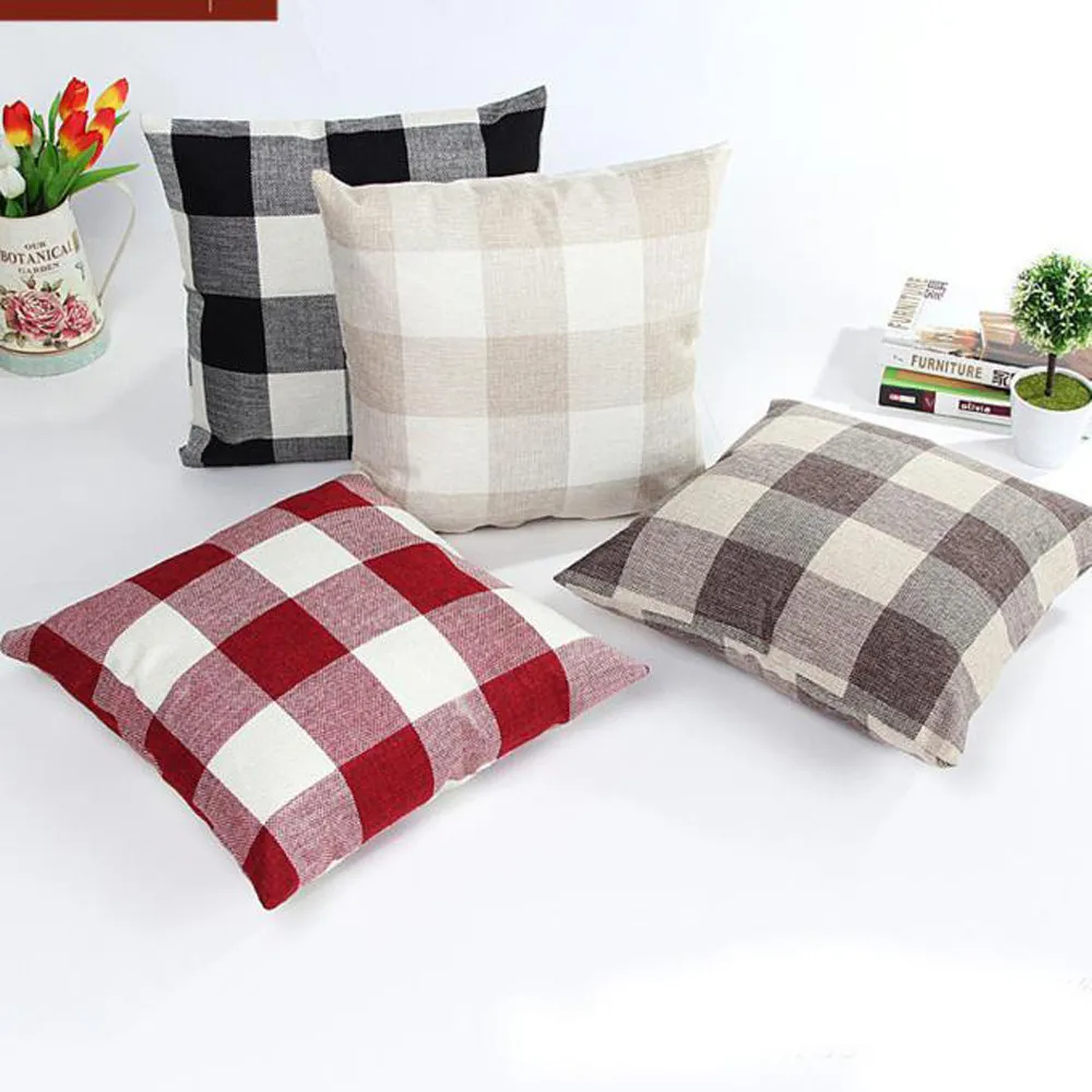 

2PC Classic Plaids Cotton Linen Throw Pillow Case Decorative Pillows Cover For Sofa Seat Cushion Cover 45x45cm Home Decor