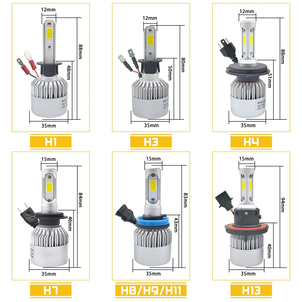 H11 светодиодный H1 H7 H4 H3 H8 H27 HB3 HB4 9005 9006 881 светодиодный головной светильник лампа 72W фары для 8000LM 6500k Авто противотуманных фар светильник лампы 12V 24V