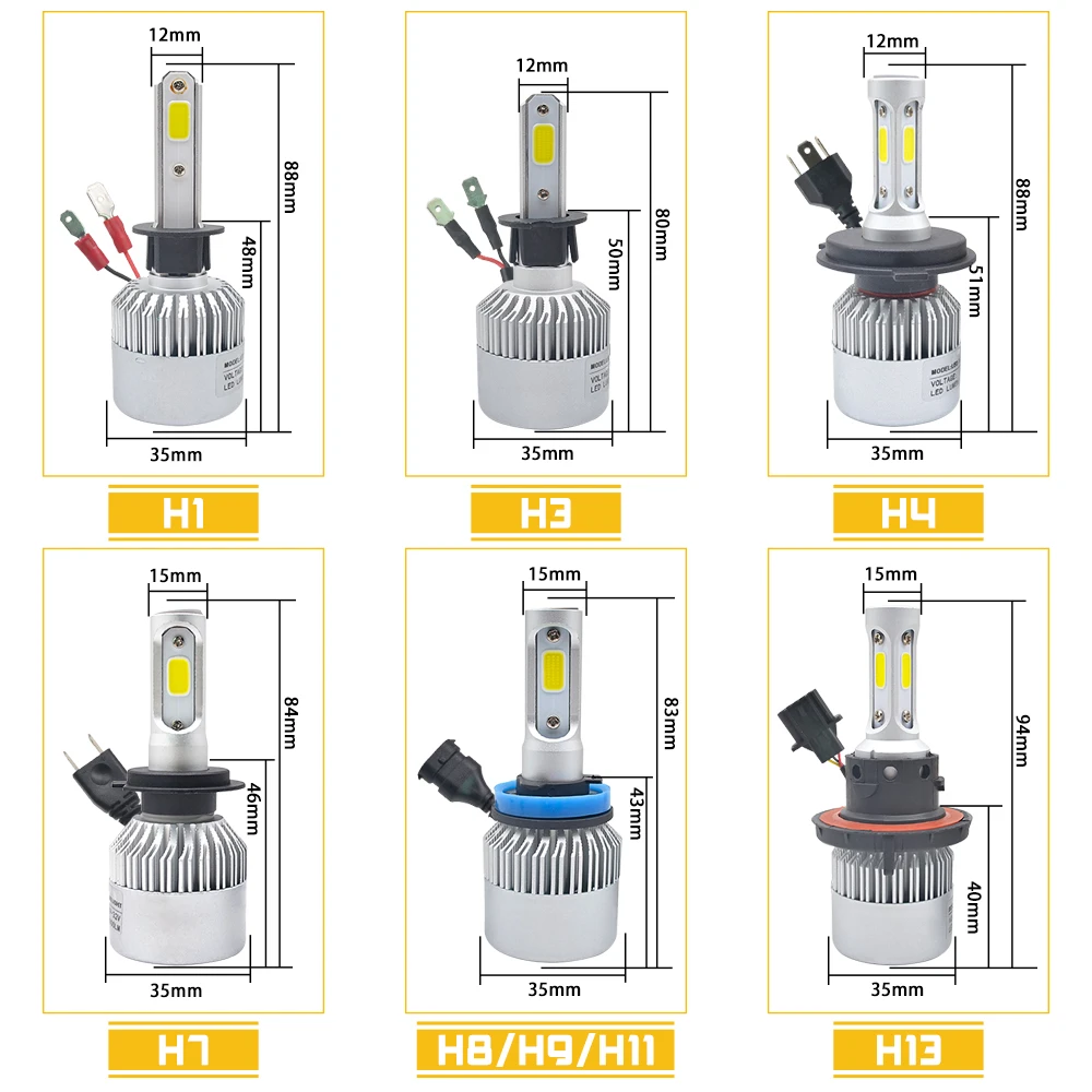 H11 Led H1 H7 H4 H3 H8 H27 HB3 HB4 9005 9006 881 Светодиодная лампа для фар 72 Вт 8000LM 6500 к автомобильная