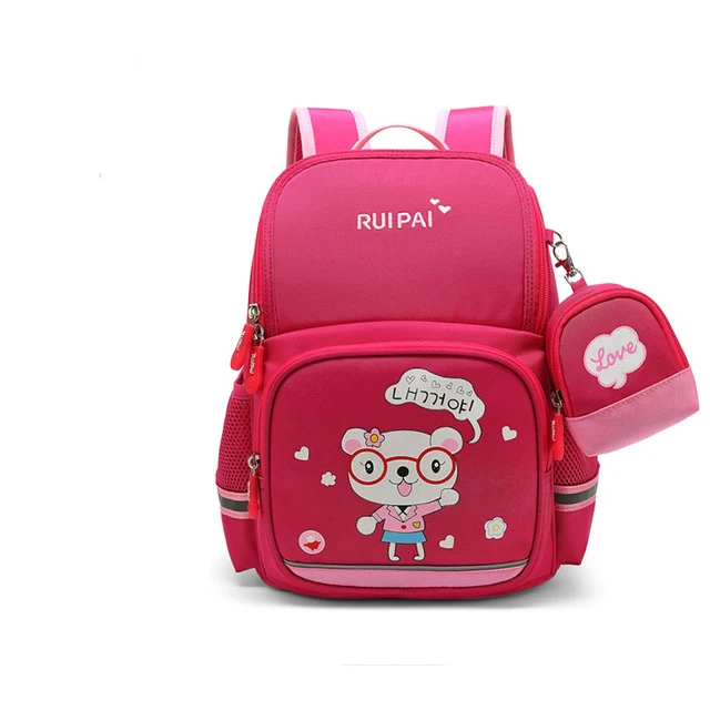 Школьная сумка с рисунком кролика и динозавра, Детский рюкзак для девочек и мальчиков, рюкзак Mochila Infantil, ортопедическая школьная сумка - Цвет: rose