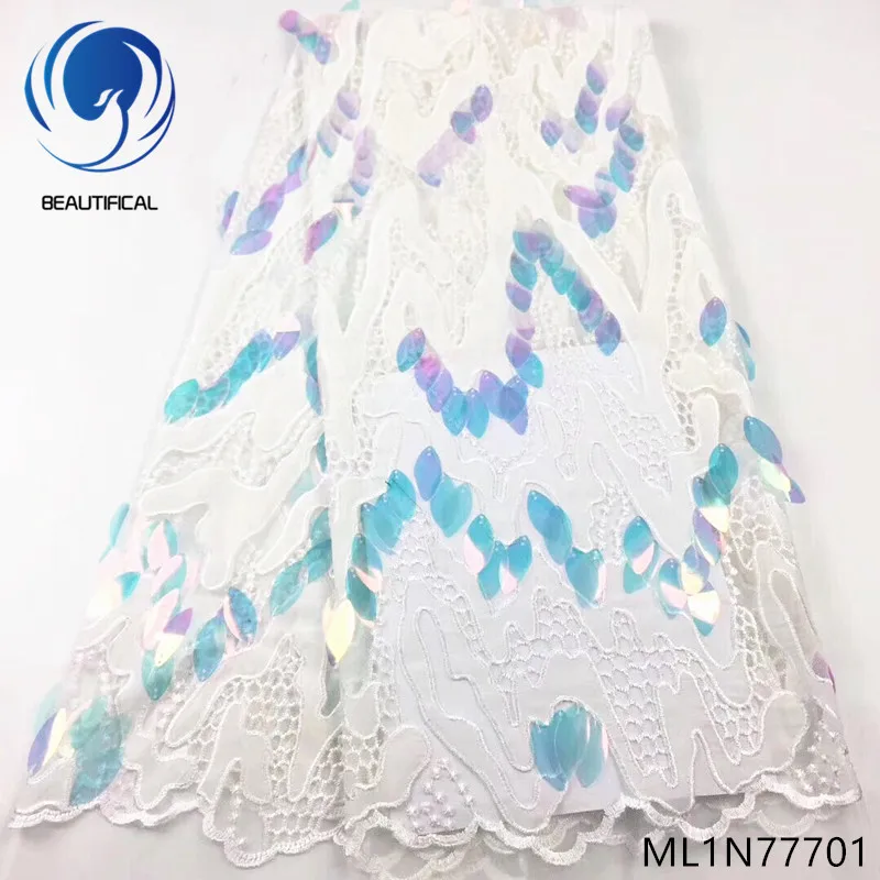

Beautifical french net lace fabrics with sequins 2019 high quality laces fabrics african tulle lace dress 5yards/lot ML1N777