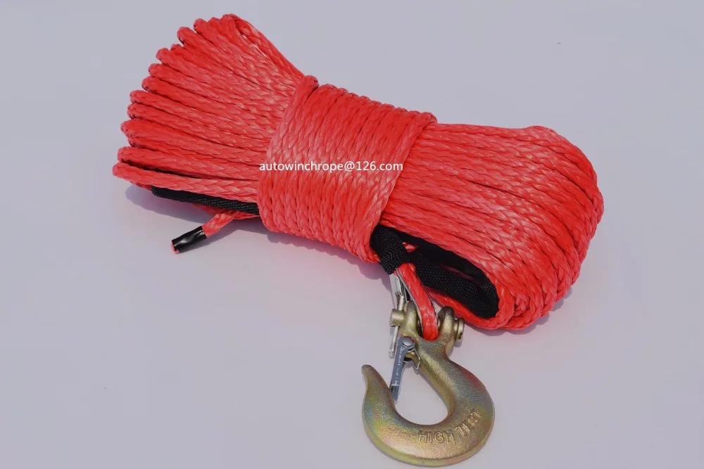 Red 6mm*30m ATV Synthetic Winch Rope,ATV Winch Relay,Boat Winch Cable