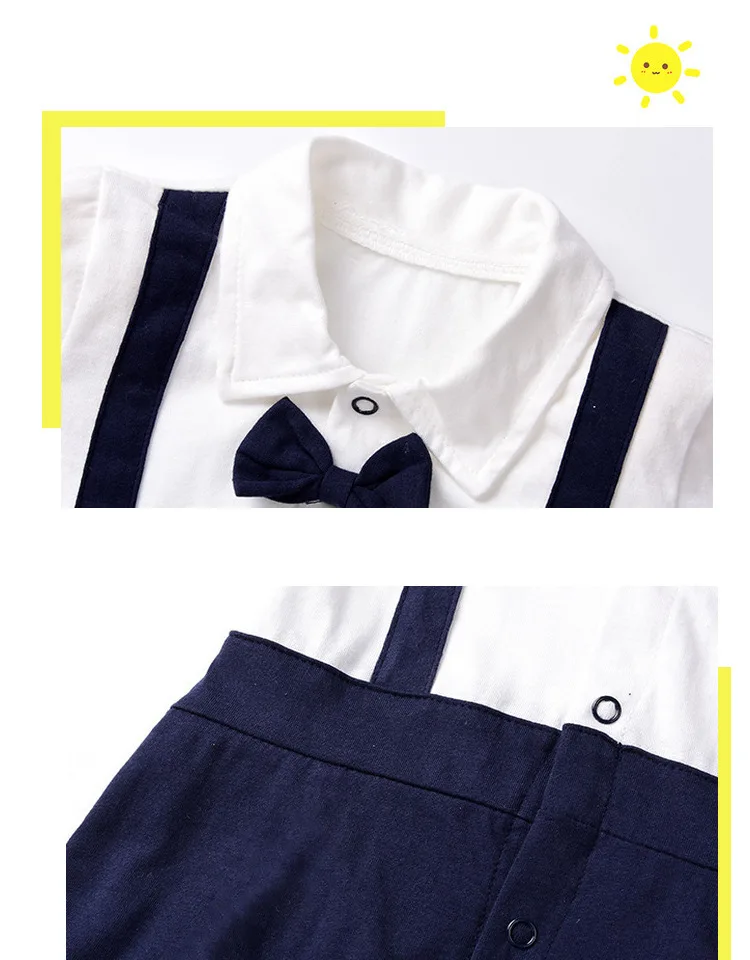 New Born Baby Clothing Summer Gentleman Rompers 0-12M Baby Boys Cotton Jumpsuit Baby Body Clothes Newborn Unisex Thin Costumes
