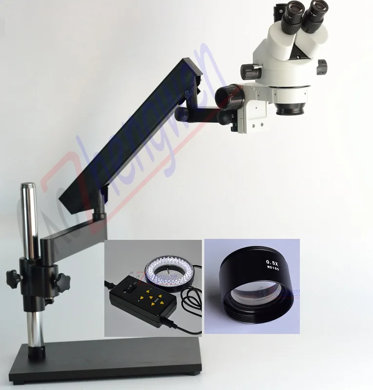 FYSCOPE шарнирный микроскоп 3.5X-45X шарнирный Тринокулярный зум микроскоп + 4 зоны может контролировать 64 шт. светодио дный светодиодный свет