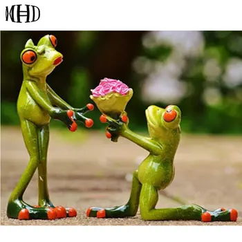 

DIY Diamond Embroidery Frog Marquee Pictures Full Round Ornament Crystal Diamond Painting Frog 3D Diamond Cross Stitch Gift