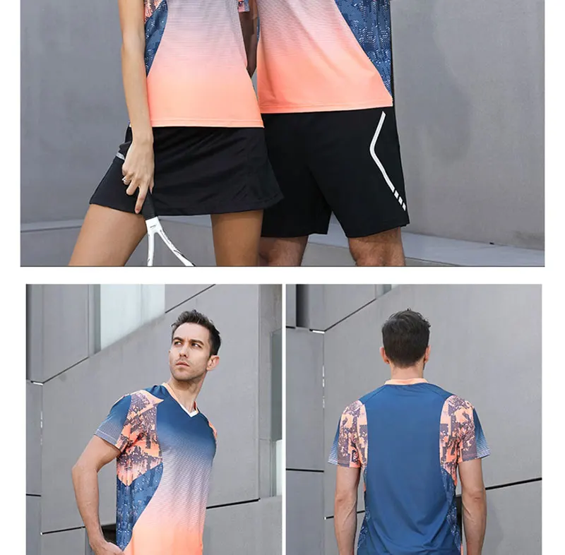 Hecatal теннисная Футболка мужская, женская футболка для настольного тенниса, быстросохнущая футболка для бадминтона, спортивная одежда для спортзала, теннисная форма