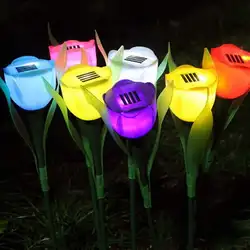 Новый наружного освещения газон лампы солнечной энергии 2/3 AA 1,5 V Батарея 600mA цветок тюльпана светодиодный лампы садовый фонарь