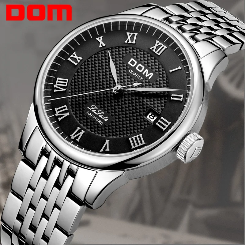 

DOM mens watches top brand luxury waterproof quartz Business leather watch reloj hombre marca de lujo Men watch