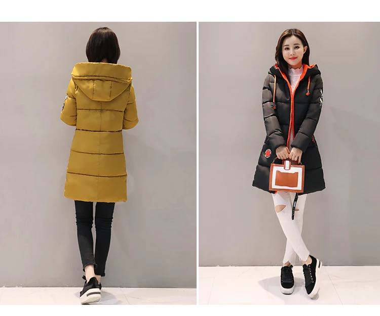 Новинка, зимняя куртка, женский пуховик, женское длинное пальто, Плотная хлопковая одежда, модная куртка с капюшоном
