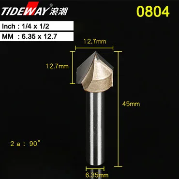 Tideway 90 градусов гравировка V паз бит Вольфрамовая сталь ЧПУ гравировальный инструмент деревообрабатывающий инструмент двойной край Торцовочная фреза