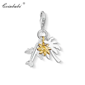 

Charm Pendant Palm Tree,Sun,Plane,2019 Fashion Jewelry Trendy Real Authentic 925 Sterling Silver Gift For Women Men Fit Bracelet