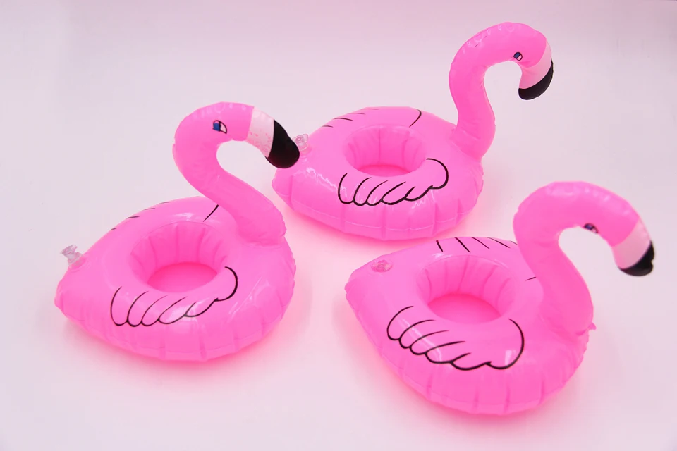 10PCS Mini Flamingo Floating Inflatable Drink Can Cell Phone Holder Stand Pool Swimming Bath Party Kids Float Toys (2)