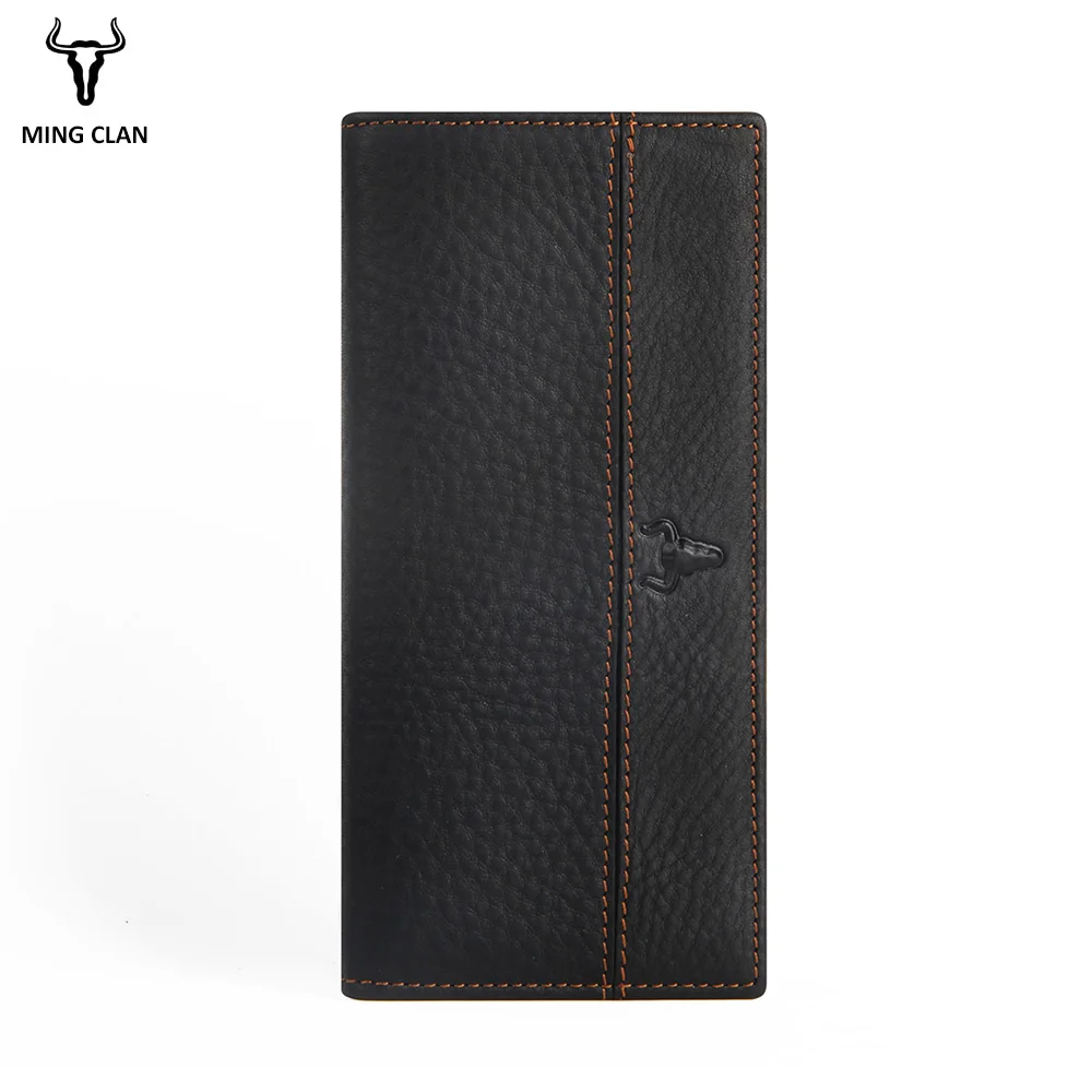 

Mingclan Luxury Brand Genuine Leather Men Long Bifold Wallet Purse Vintage Designer Male Card Holder Clutch Wallet Money Handbag