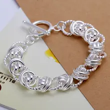 925 ювелирные изделия посеребренные ювелирные изделия браслет тонкой моды двойной круг браслет Высокое качество оптом и в розницу SMTH072