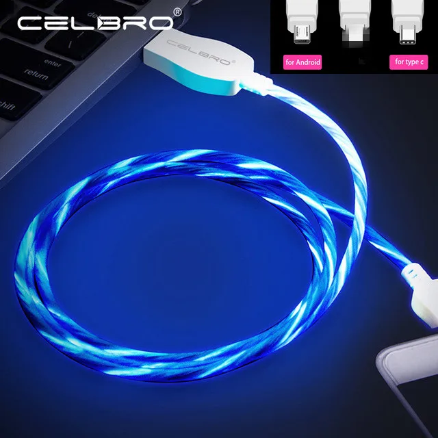 СВЕТОДИОДНЫЙ световой Micro USB Type C зарядный кабель Microusb для зарядного устройства