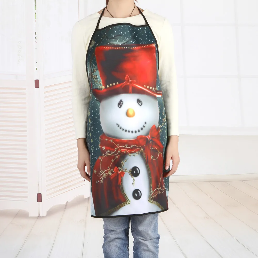 Рождественский Женский фартук, водонепроницаемый, с принтом снежинки, для кухни, двухслойные, анти-масляные фартуки, для кухни, для приготовления пищи, толстая ткань, товары для дома