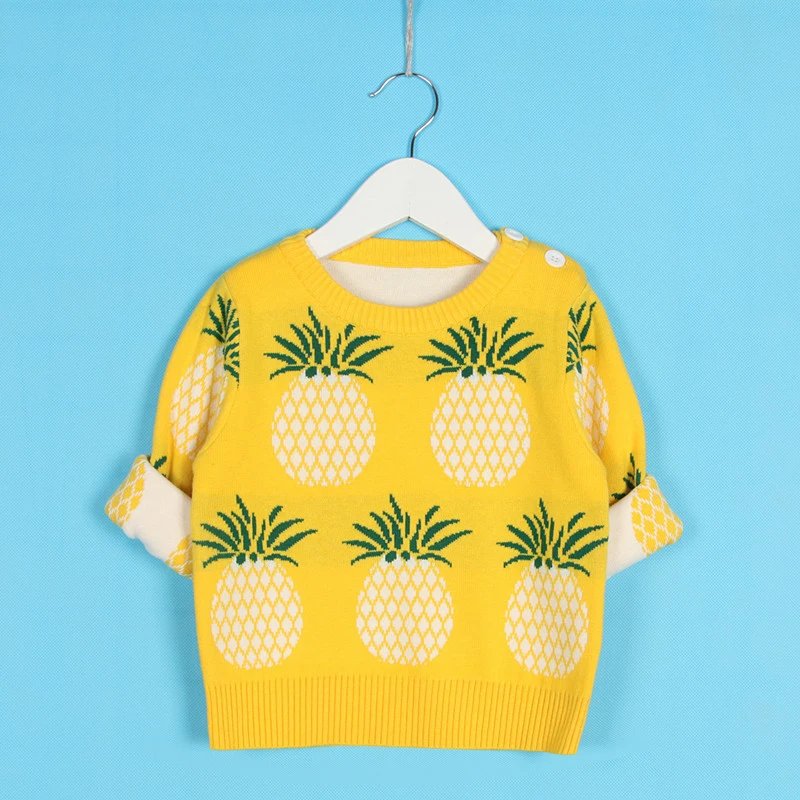 Autumn Winter Children's Clothing Cartoon Pineapple Knitted Sweaters Kids Baby Boys Girls Cotton Sweaters Tops