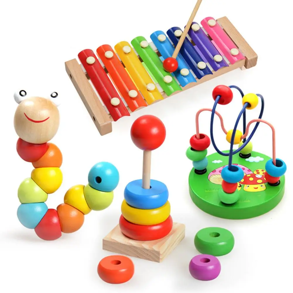 M-WS 4 шт./компл. ранее детство обучающий игрушки мальчик девочка деревянный ксилофон круглые бусины музыкальное образовательное оборудование игрушки для Чи