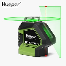 Huepar лазерный уровень зеленого луча с 2 точками самонивелирующийся 360 3D вращающаяся поперечная линия Вертикальная Горизонтальная 5 линия измерительный инструмент
