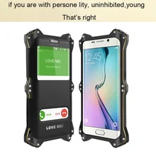 Love meI Genuine leather phone case for Samsung galaxy s6 edge case metal shock protection cover for Samsung s6 case