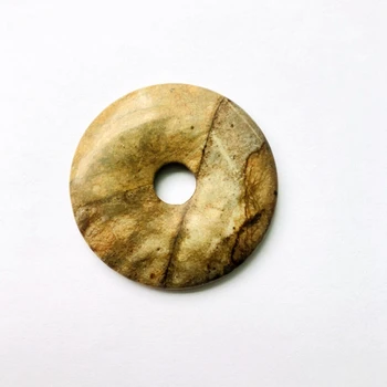 

Wholesale 1pcs Natural Picture Jaspe r 50mm Round Donut Pendant beads Round Gem Stone Pendant for necklace,10mm Hole