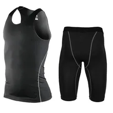 Профессиональный боксер Фитнес колготки короткие спортивная одежда Костюм Под Базовый Слои сжатии работает жилет топы и тренировки костюм комплект