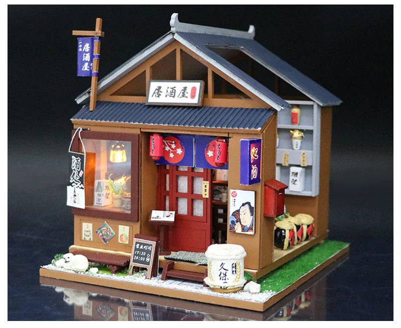 Японский стиль DIY Деревянные кукольные домики миниатюрный кукольный домик мебель набор игрушек для детей подарки на день рождения дегустация ликера Stroe