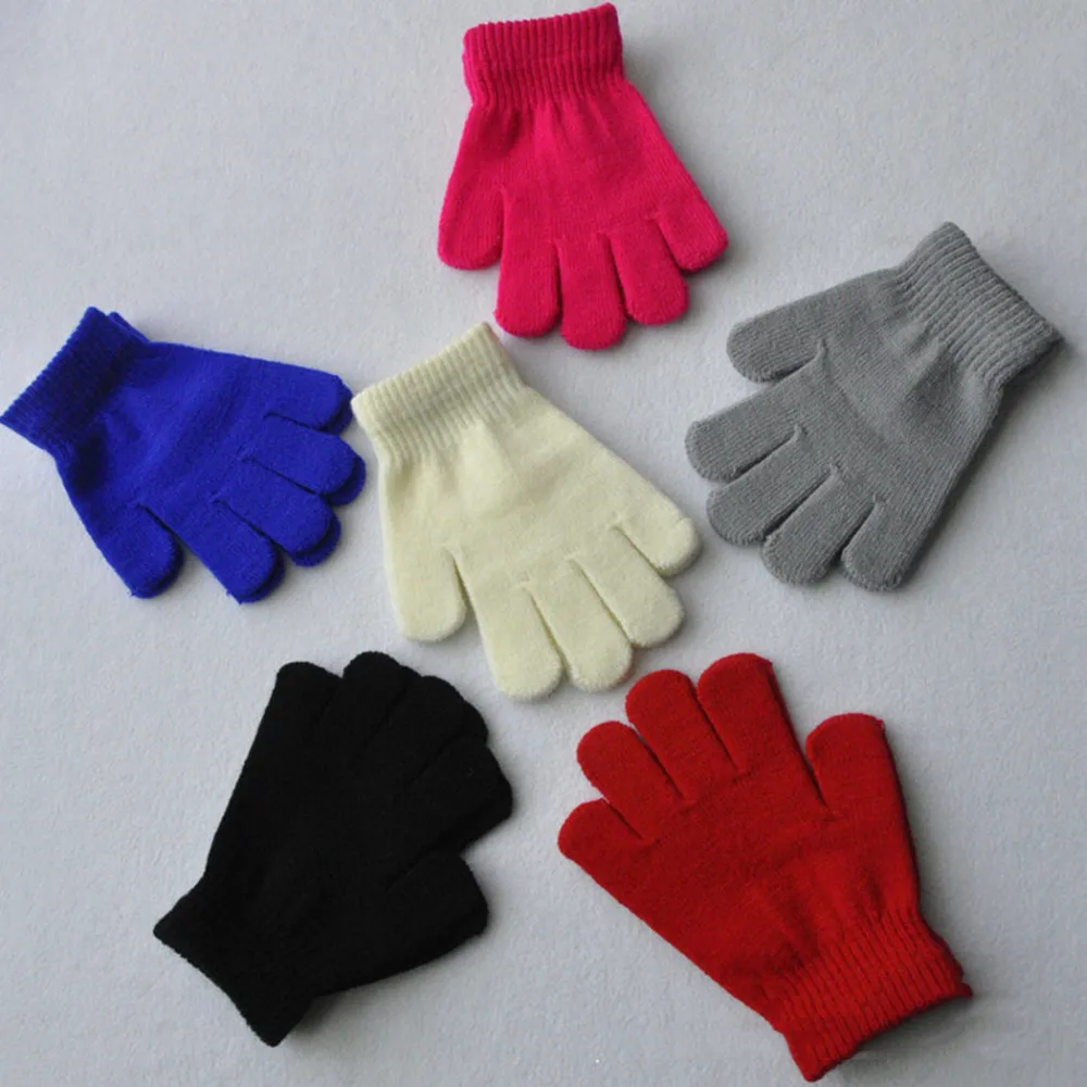 2018 красные перчатки для девочек и мальчиков теплые 1 пара осень зима перчатки детские зимние эластичные вязаные перчатки варежки хлопок