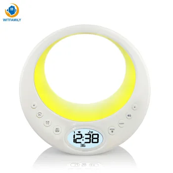 

Alarm Clock with FM Radio Soonze Function Digital LED Clock of Nature Sound Alarm bedoom Decoration Intelligent Light Wake Up