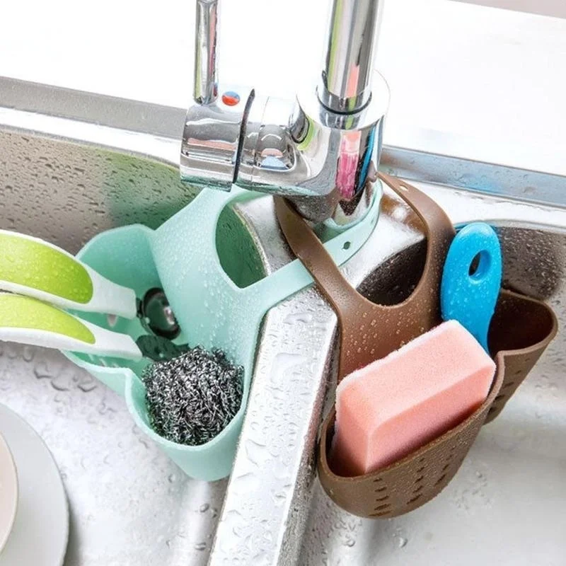 Kitchen Sink Sponge Holder Bathroom Hanging Strainer Organizer Exquisite Rack(Random Color