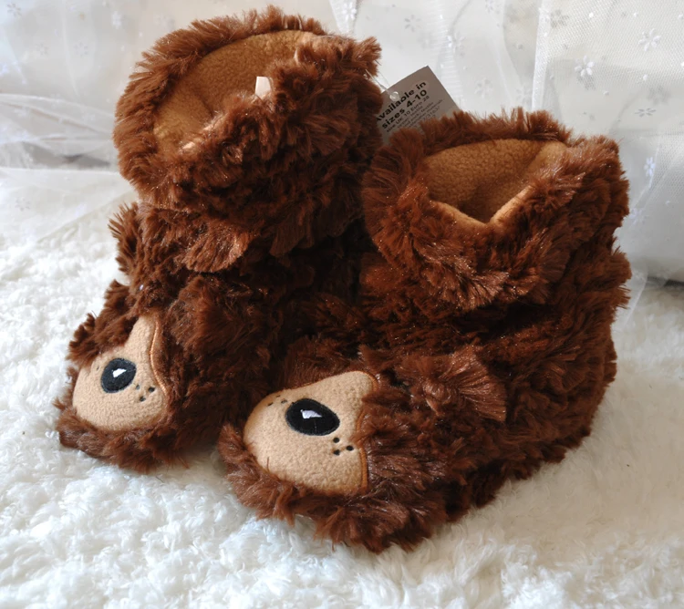 Suihyung Cute Animal Slippers Kids Winter Warm Home Slippers Children Soft Non-slip Indoor Floor Shoes Furry Lion Plush Slippers