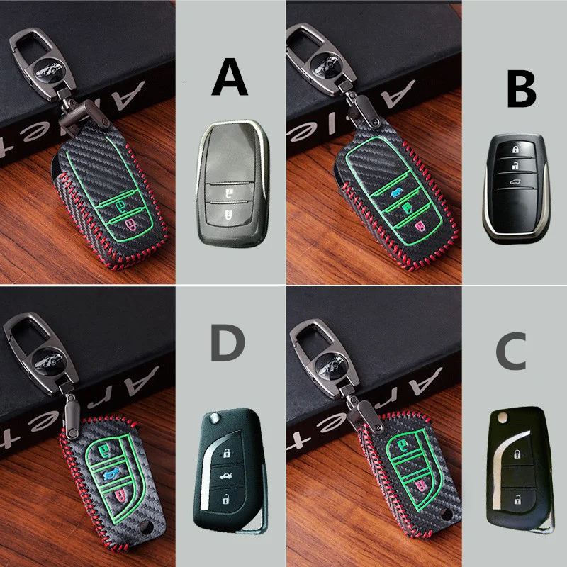 Кожаный чехол для ключей автомобиля Toyota Tarago RAV4 Corolla Camry celica Avalon CHR ручное плетение 2